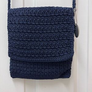 Navy Blue Crochet Crossbody Bag